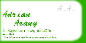 adrian arany business card
